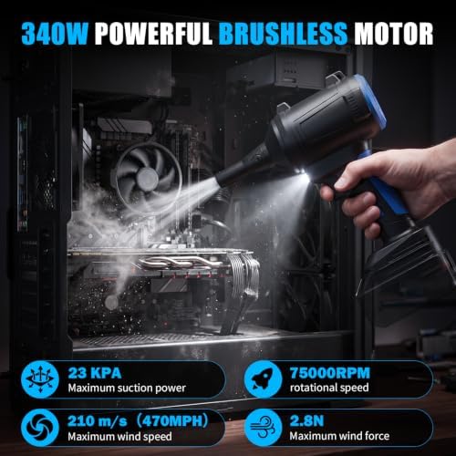 Brushless Cordless Air Duster Blower for Makita18V Battery(No Battery),75000 RPM High-Speed Motor Electric Duster Blower,500MPH/3 Speeds,for Sawmill Room, Workshop/Computer Cleaning - Image 2