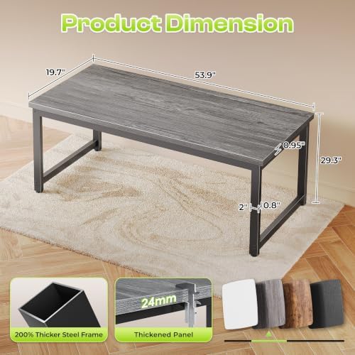 PRAISUN 54 x 19.7 Inch Computer Desk, 0.95'' Thicker, Heavy Duty, Grey - Image 3