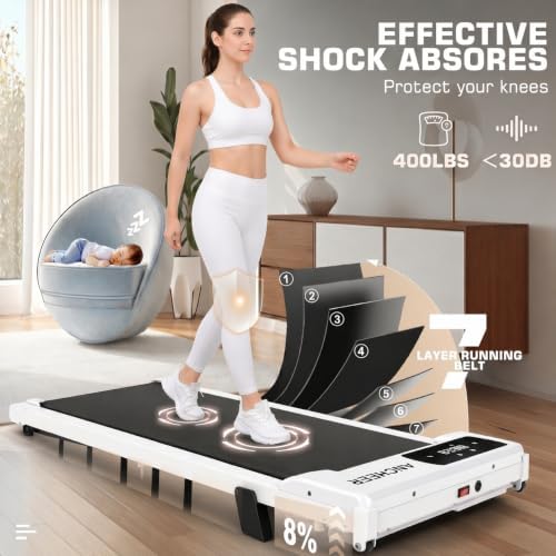 ANCHEER Walking Pads, 2 in 1 Under Desk Treadmill 2.5HP Compact Running Machine with Remote Control, 300lbs Weight Capacity for Home/Gym/Office,Ultra-Quiet, Installation-Free - Image 4