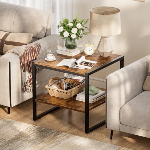 Homieasy End Table, 20 Inch Square Side Table, Mini Fridge Stand - Image 4