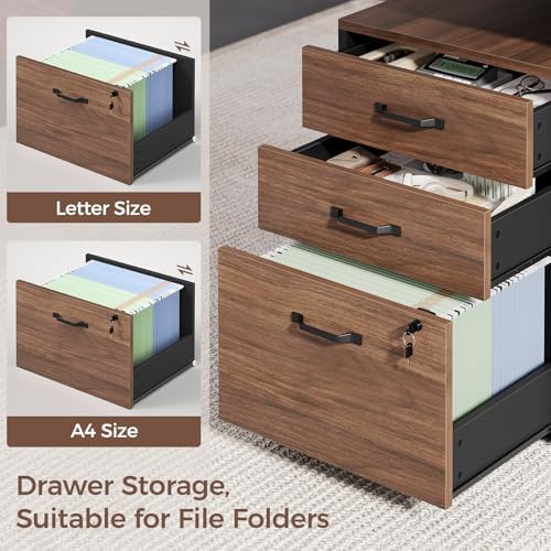 71" Electric Standing Desk with Drawers, Electric Height Adjustable Executive Desk with Lockable File Cabinet, Home Office Desk, Open Storage Compartments, Built-in Power Outlet, Black - Image 5
