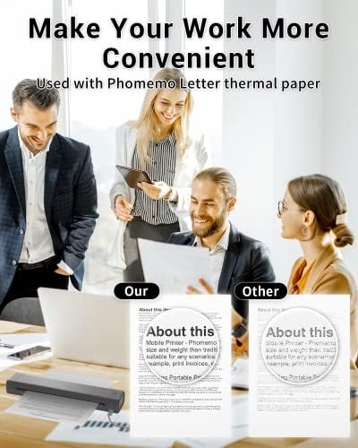 Phomemo Inkless Portable Printer for Travel - Wireless Thermal Printer Compatible with Phone & Laptop, Bluetooth Printers Supports 8.5" X 11" Letter Thermal Paper, Come with Carry Case - Image 5