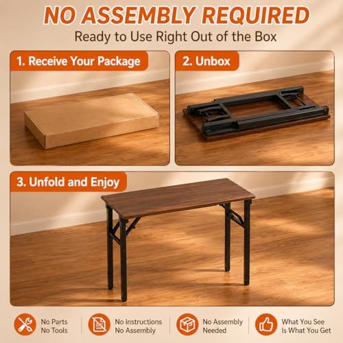 Folding Desk Foldable Desk - Folding Table for Small Spaces, Portable Compact Laptop Workstation for Computer Tasks, Study, Craft, Sewing, Home Office, Bedroom, Dorm and Narrow Space Storage - Image 4