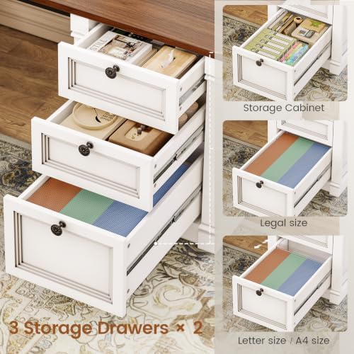 SEDETA 110.2" 2 Person Desk with 6 Drawers & Storage Shelves, Power Strip - Image 5