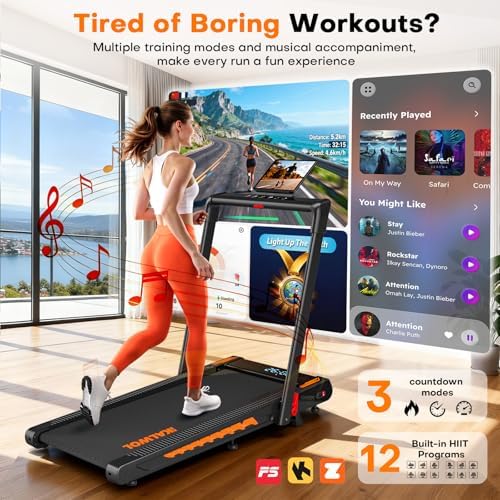 Treadmill with Speaker, 6-in-1 7.5MPH Foldable Treadmill for Home with App Compatible, Walking Pad with 10% Incline, LED Display, 3.0HP Brushless Drive, 350 LB Weight Capacity, 12 HIIT Programs - Image 3