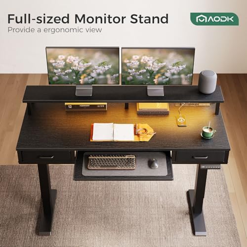 AODK 55 Inch Electric Standing Desk with Drawers & Keyboard Tray, Black - Image 5