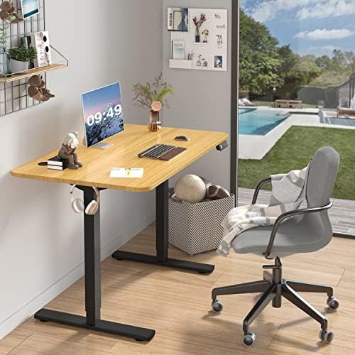 Furmax Electric Height Adjustable Standing Desk Large 40 x 24 Inches Sit Stand up Desk Home Office Computer Desk Memory Preset with T-Shaped Metal Bracket, Maple - Image 2
