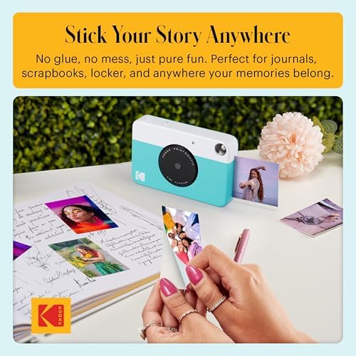Kodak Printomatic Full-Color Instant Print Digital Camera - 75 Sheets Bundle - Prints On Zink 2x3 Sticky-Back Photo Paper - 5MP, Portable, Creative Fun Gift for Birthday, Christmas, Holiday - Blue - Image 5