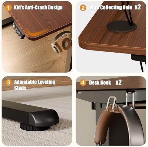 47"x24" Standing Desk, Height Adjustable Sit-Stand Home Office, Walnut - Image 6