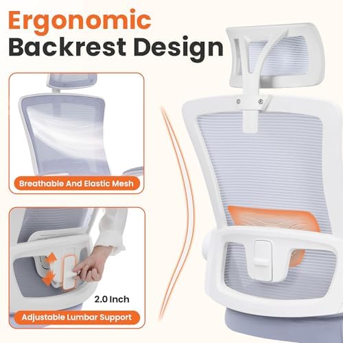 NEO CHAIR Office Desk Chair with Ergonomic High Back Mesh Headrest, Purple - Image 3