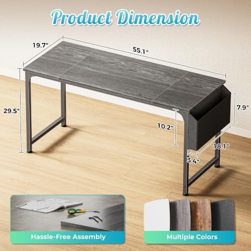 PRAISUN 55'' Computer Desk with Fabric Storage Bag - Image 3