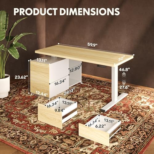 FLEXISPOT 60" Executive Standing Desk with Drawers & CPU Cabinet - Image 5