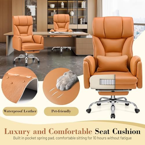 FelixKing Office Chair, Flip Armrests for Pets Criss Cross Legged,Brown - Image 6