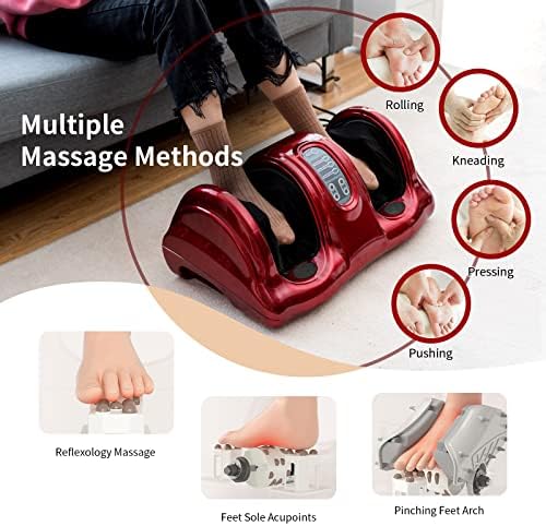 GIANTEX Shiatsu Foot Massager Machine for Feet, Leg Calf Ankle, Nerve Pain Therapy Spa Gift Deep Kneading Rolling Massage, Electric Shiatsu Foot Massager w/Remote, 4 Modes, Red - Image 2