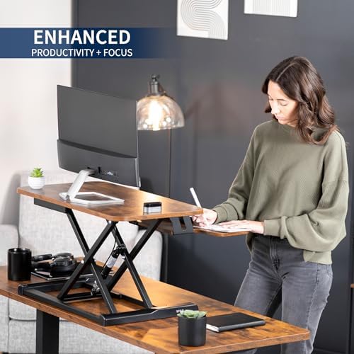 VIVO Rustic Vintage Brown 28 in Standing Desk Converter, DESK-V028KN - Image 4