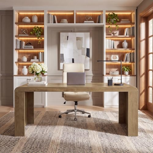 Tribesigns 70.9-Inch Executive Desk, Modern Wooden Computer Desk, Brown - Image 3