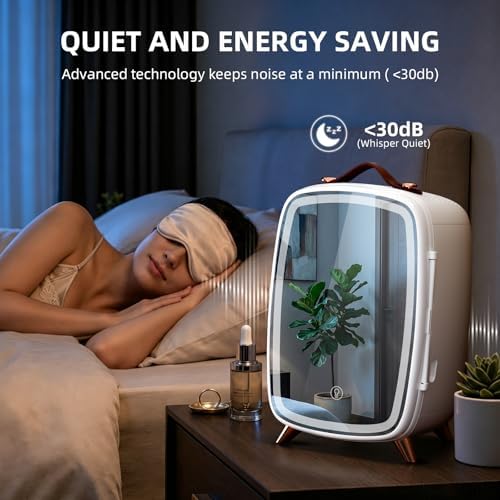 Antarctic Star 6L/8 Cans Makeup Mini Refrigerator with Dimmable LED Light Mirror for Bedroom, Car, Office & Dorm,Portable Small Cooler for Cosmetics,Skin Care,WHITE - Image 7