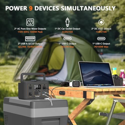 ALLWEI Portable Power Station 500W, 512Wh LiFePO4 Battery UPS Backup Power - Image 6