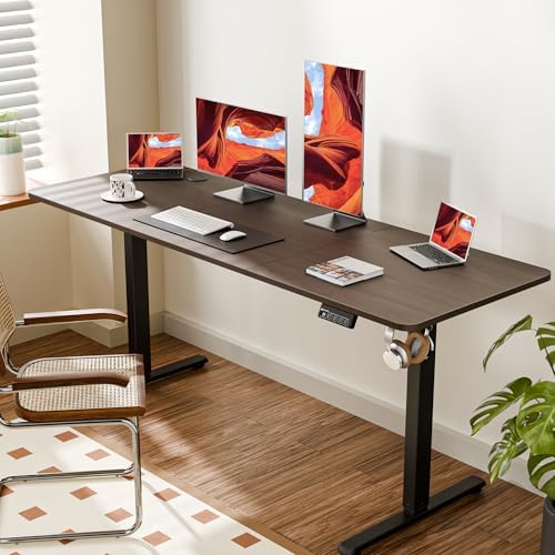 67"x24" Standing Desk, Height Adjustable Sit-Stand Home Office, Walnut - Image 2