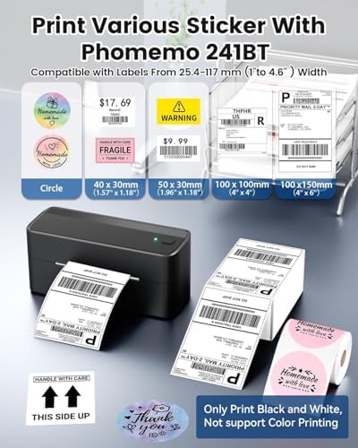 Phomemo Bluetooth Shipping Label Printer,241BT Label Printer & 20Pcs Labels - Image 4