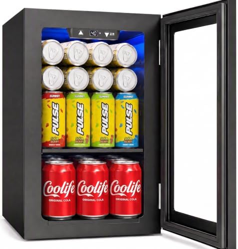 Icyglee 24 Can Mini Fridge, 0.6 Cu.Ft Beverage Refrigerator Cooler, Black by ICYGLEE