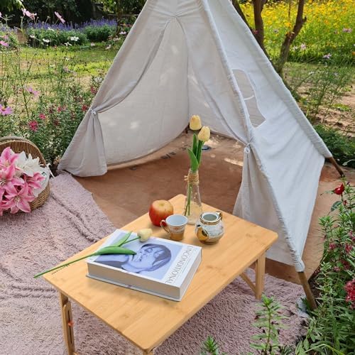 Nnewvante Large Floor Desk Foldable Tray for Adults, Bamboo 33.5 x 17.7in - Image 2