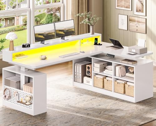 SEDETA L Shaped Electric Corner Standing Desk with Storage, Monitor Stand by SEDETA