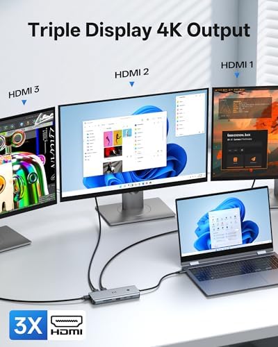 Selore USB C Docking Station 3 Monitors 3 HDMI 13-in-1 Laptop Hub - Image 3