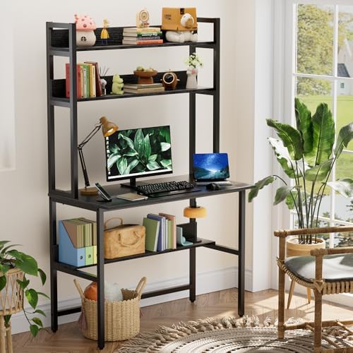Aquzee 40 Inch Desk with Hutch, Computer Desk with Shelves - Image 2