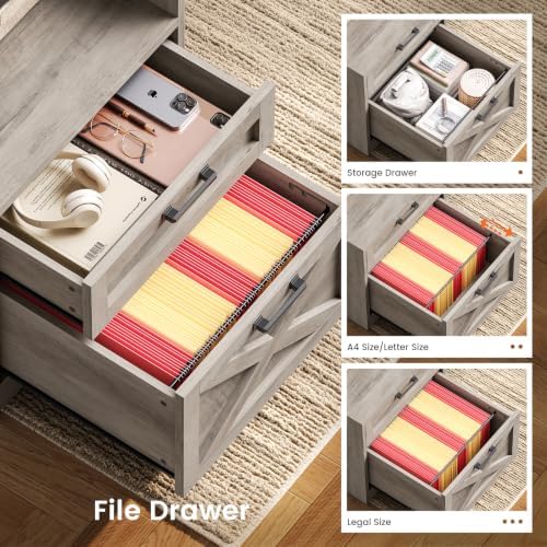 SEDETA 63" Executive Office Desk with 5 Drawers, Grey - Image 4