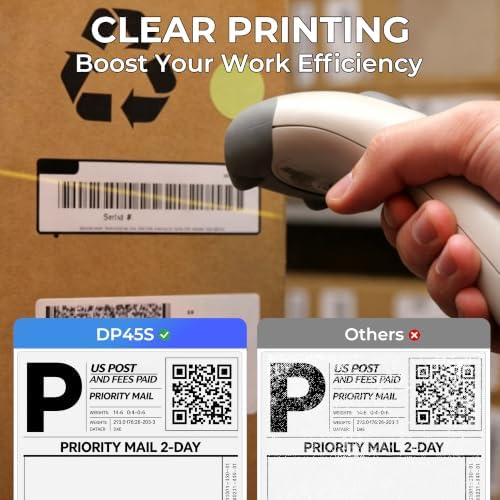 Battery Powered Shipping Label Printer | DP45S 4x6 Cordless Portable Thermal Label Printer for Small Business, Rechargeable Battery, Built-in Paper Bin, Compatible with iPhone Android Windows - Image 6