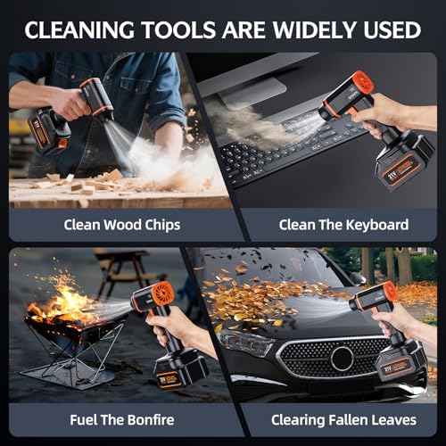 Electric Compressed Air Duster - 500,000 RPM Rechargeable Cordless Air Blower with Brushless Motor - 2 Batteries & Charger - Replaces Canned Air, for Outdoor, Cars, Computer, Keyboards Cleaning - Image 5