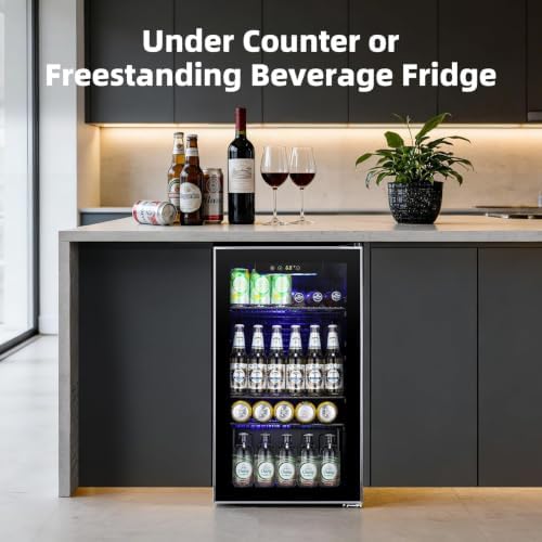 Antarctic Star mini fridge -130 can beverage refrigerator cooler glass door for soda beer or wine, small drink dispenser for home, office bar 3.2cu.ft - Image 7