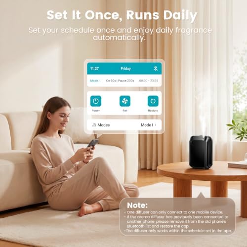 Waterless Essential Oil Diffuser 1500 Sq.Ft for Home Office Hotel, 150ML Cold Air Scent Machine with Bluetooth App & Panel Control, Quiet Wall Mount Aroma Diffuser - Image 4