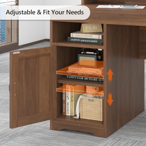 65" Farmhouse Computer Desk with Drawers and Printer Stand for Home Office - Image 6