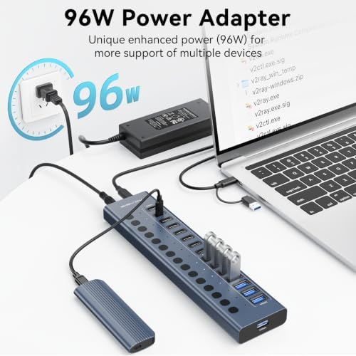 ACASIS 16 Ports Powered USB 3.2 Hub (8 USB-A 3.2 +8 USB-C 3.2), 10Gbps - Image 3