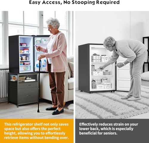 Herture Mini Fridge Stand, Small Refrigerator Stand with 3 Storage - Image 3