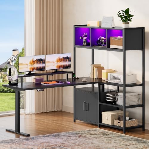 RALGEND 2 Pack L Shaped Standing Desk, Sit Stand Desk with Storage Hutch - Image 5