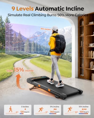 Walking Pad Treadmill with 15% Auto Incline, Under Desk Treadmill for Home - Image 2