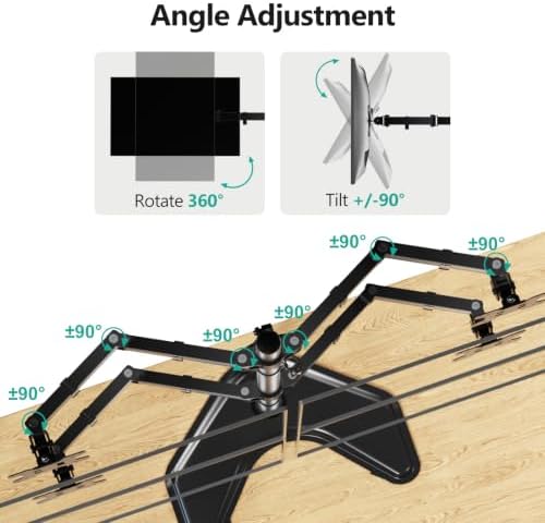 WALI 4 Monitor Stand for 13-27 inch Computer Screens up to 17.6lbs,Adjustable Quad Monitor Mount, Free Standing 4 Monitor Mount Full Motion with Tilt, Rotation, VESA Mount 75/100mm (MF004), Black - Image 5