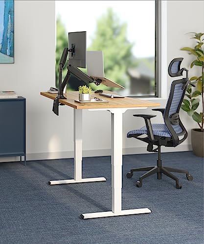 FlexiSpot E6 Bamboo 3-Stage Dual Motor 72 x 30 Electric Standing Desk Sit Stand Up Desk, Holds 220 lbs, Adjustable Height w/ Memory Presets, Solid Bamboo Desktop & White Frame, Ships in 2 Boxes - Image 2