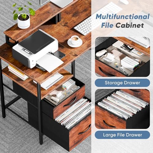 DUMOS 62 Inch L Shaped Computer Desk with Power Outlets, 62 Inch - Image 4