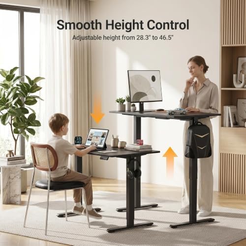 Claiks Electric Height Adjustable Standing Desk, 40x24 Inch, Deep Black - Image 4