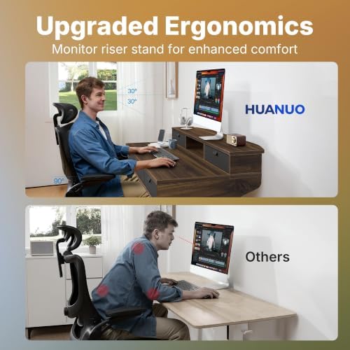 HUANUO 40 x 24 Inch Electric Standing Desk with 4 Drawers, Walnut - Image 5