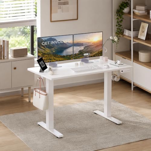 Claiks Electric Standing Desk, 55x24 Inch, White - Image 2