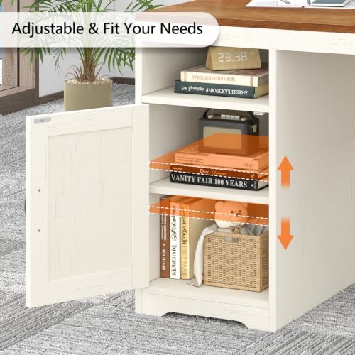 65" Farmhouse Computer Desk with Drawers and Printer Stand for Home Office - Image 6