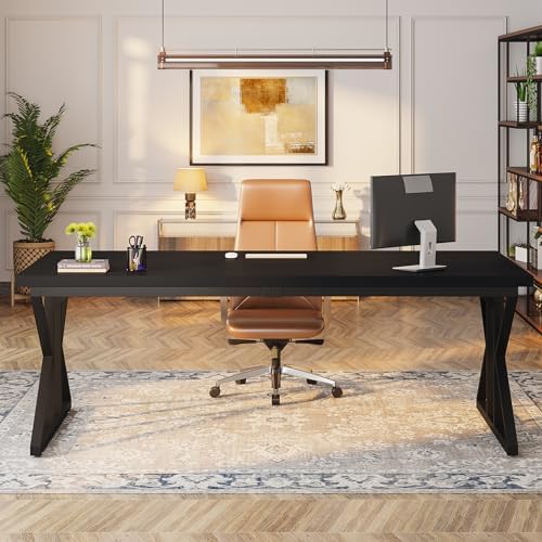 Tribesigns 78.7-Inch Executive Desk, Large Computer Office Desk Workstation, Modern Simple Style Laptop Desk Study Writing Table Business Furniture for Home Office (Black, 78.7 Inch) - Image 5