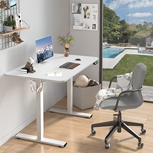 Furmax Electric Height Adjustable Standing Desk Large 40 x 24 Inches Sit Stand up Desk Home Office Computer Desk Memory Preset with T-Shaped Metal Bracket, White - Image 2