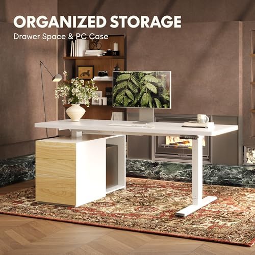 FLEXISPOT 55" Executive Standing Desk with Drawers & CPU Cabinet, White - Image 3