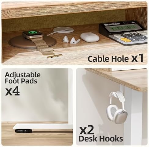 TIQLAB 40 * 24 inch Standing Desk with Two Drawers&Top Shelf, Maple - Image 5